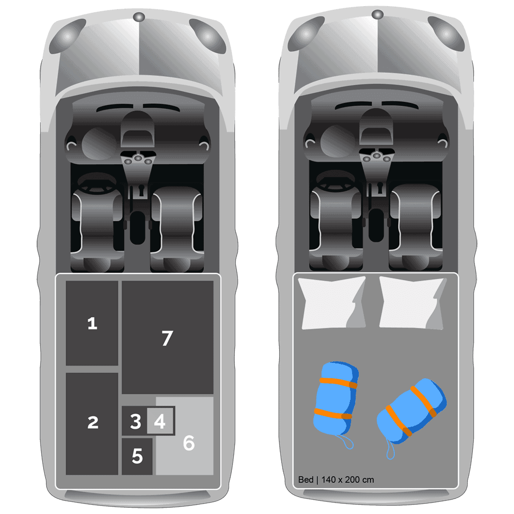 Floor plan of Renault Kangoo Camper