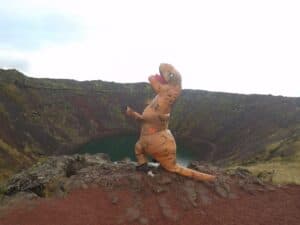 A Dinosaur visiting Kerið Crater A Dinosaur visiting Kerið Crater