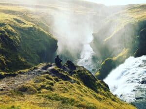 Above a waterfall in south Iceland Above a waterfall in south Iceland