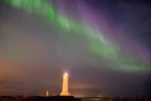 Akranes lighthouse under the Northern Lights Akranes lighthouse under the Northern Lights