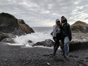 Black sand beach selfie Black sand beach selfie