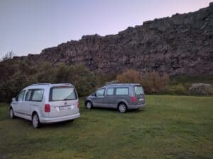 Camper van meeting in north Iceland Camper van meeting in north Iceland