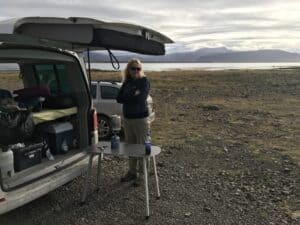 Camping equipment in the camper Camping equipment in the camper