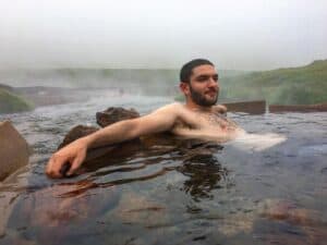 Enjoying the hot springs in Reykjadalur Enjoying the hot springs in Reykjadalur