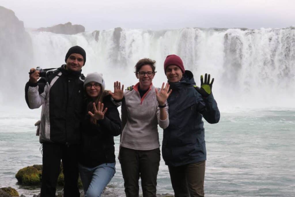 Goðafoss group shot Goðafoss group shot