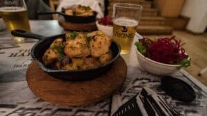 Icelandic fish and chips and Viking beer Icelandic fish and chips and Viking beer