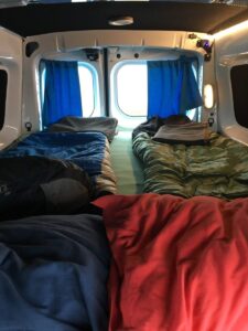 Inside the camper van rental Inside the camper van rental