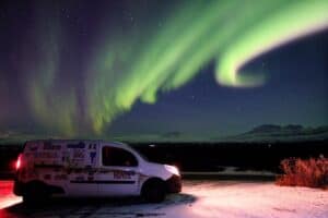 Northern lights above the camper van Northern lights above the camper van