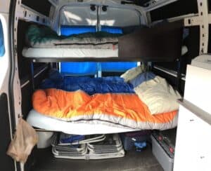 Sleeping arrangements in the camping van Sleeping arrangements in the camping van