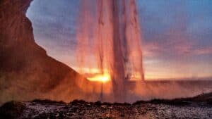 Sunset through Seljalandsfoss Sunset through Seljalandsfoss