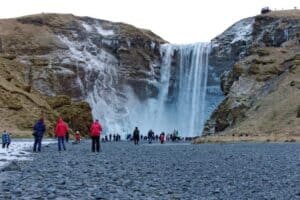 Wintertime by Skógafoss waterfall Wintertime by Skógafoss waterfall