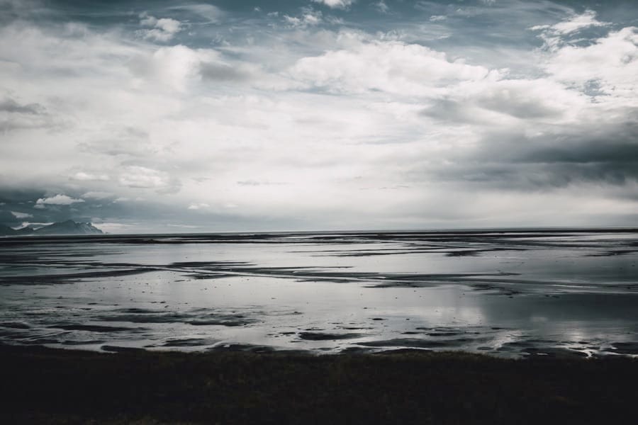 Beautiful black sand beach Sólheimarsandur in south Iceland
