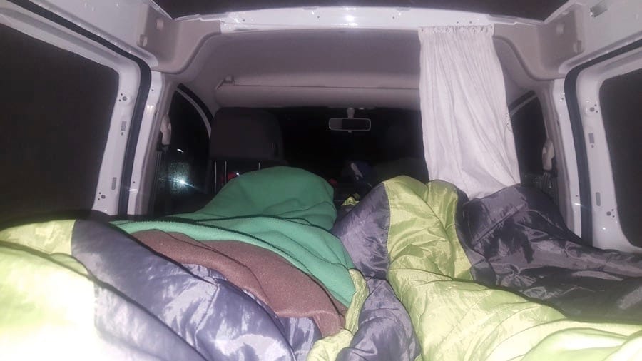 Camper van sleeping