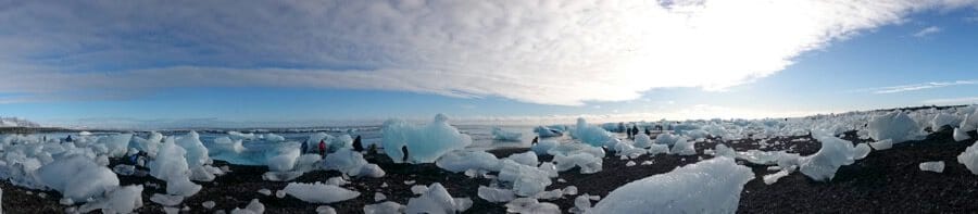 Panorama over Jökulsárlón glacier lake