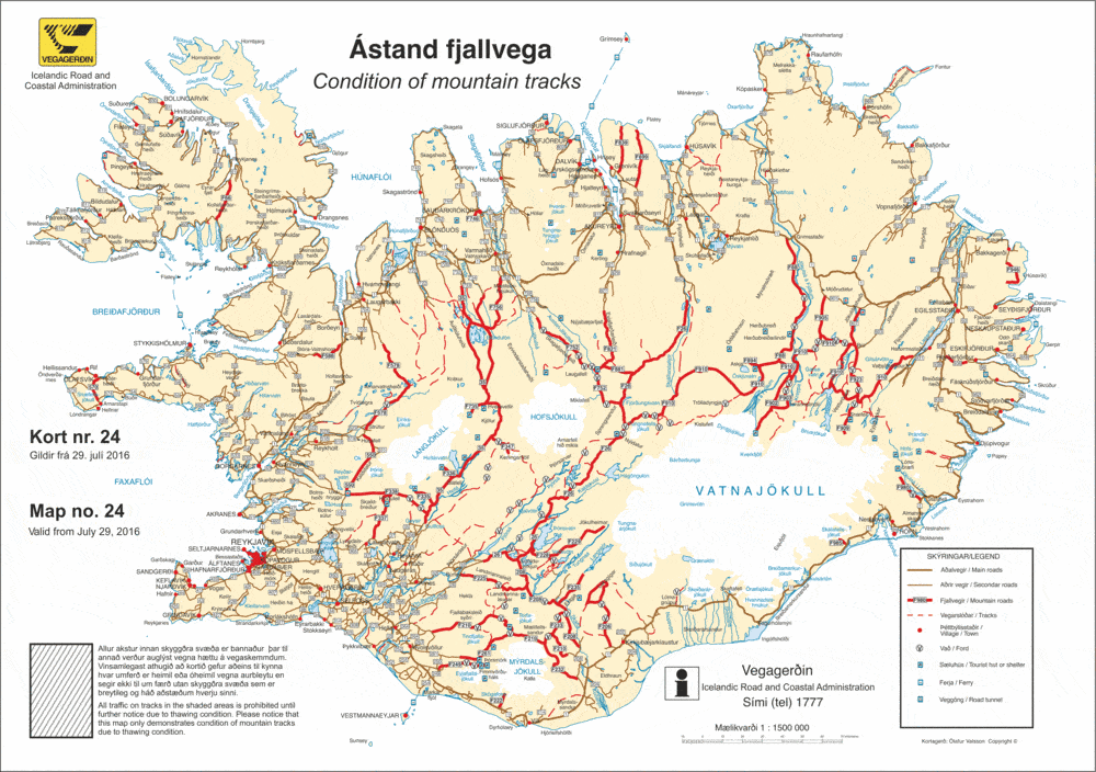 A road map of the Icelandic highlands A road map of the Icelandic highlands