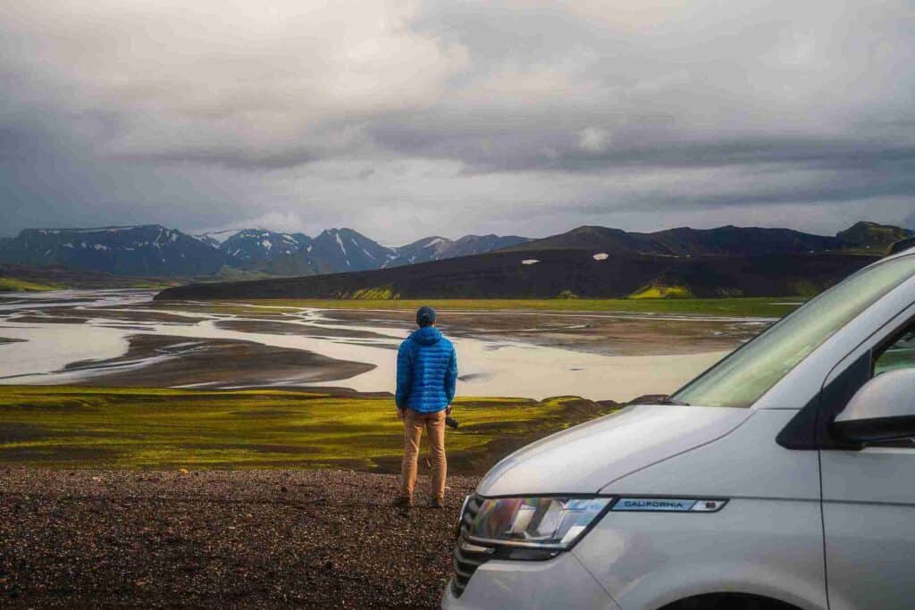 VW California 2024 front side view and man standing