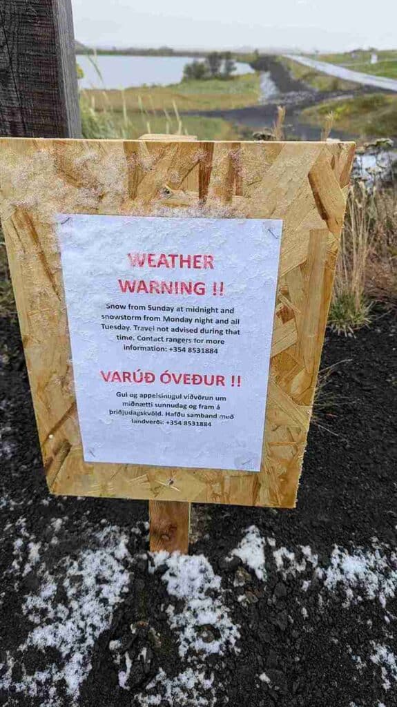 Weather warning in Iceland
